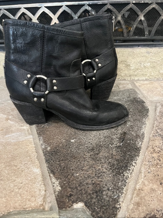 Shoes - Classic Black Harness Leather Ankle Boots - Women